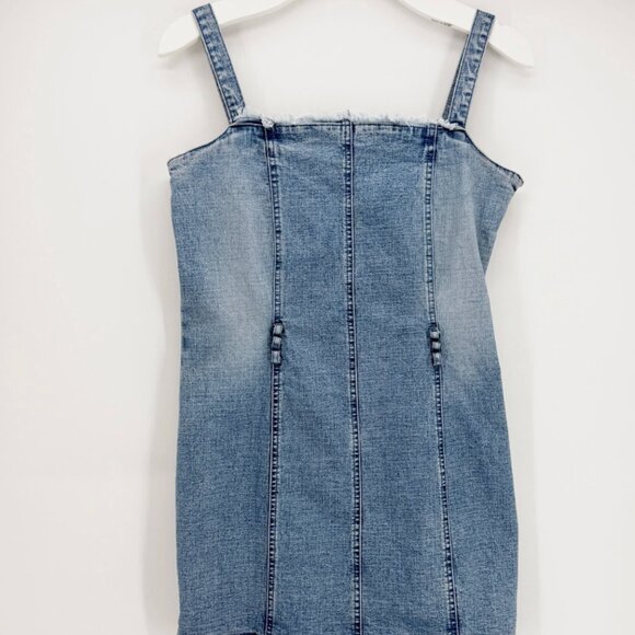 Forenza Vtg 90s Medium Wash Stretch Denim Mini Dress Sz 6 - Picture 8 of 8